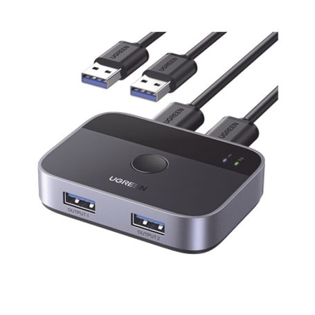 conmutador usb para compartir 2 puertos usb 30 a 2 pc ìs  cambio mediante botón  incluye dos cables usb de 15 m  abs  permite 